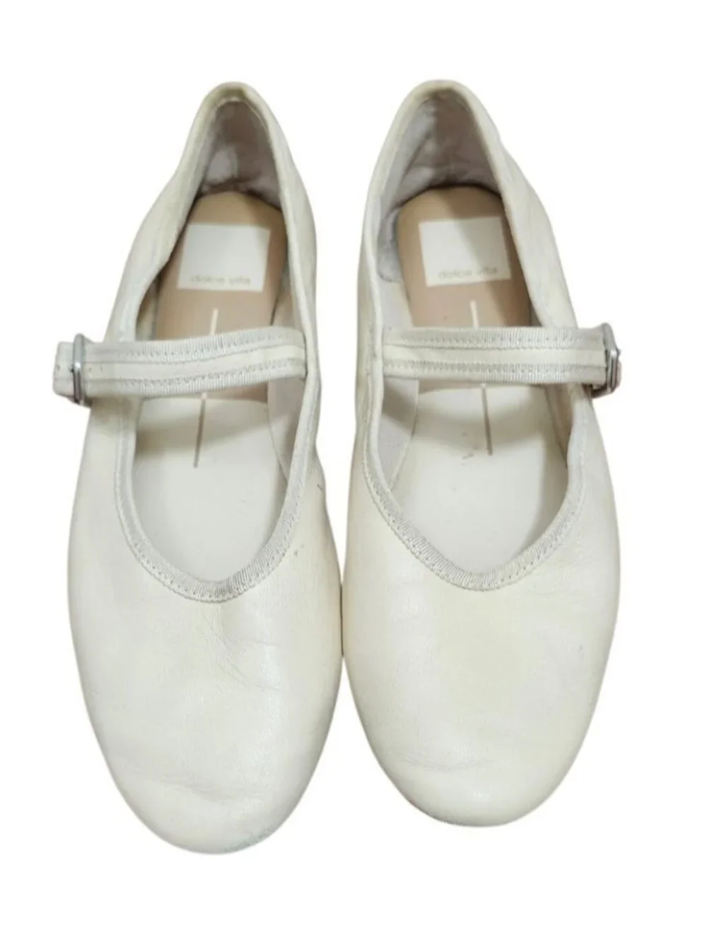 Dolce Vita White Leather Mary Jane Flats Womens Size 6.5 Buckle Strap Ballet - Picture 2 of 11